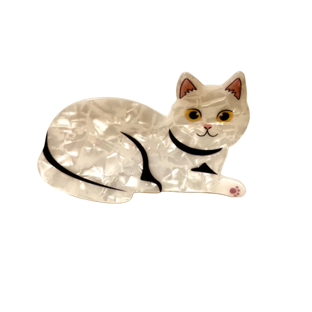 White Cat Hair Claw – Cute Acrylic Cat Claw Clip for Thick & Thin Hair | SHB Studio