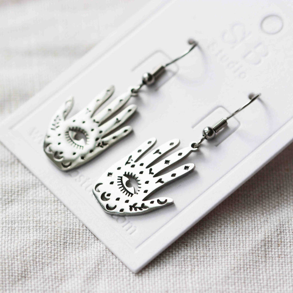 Third Eye Earrings in Silver – Symbolic Stainless Steel Statement