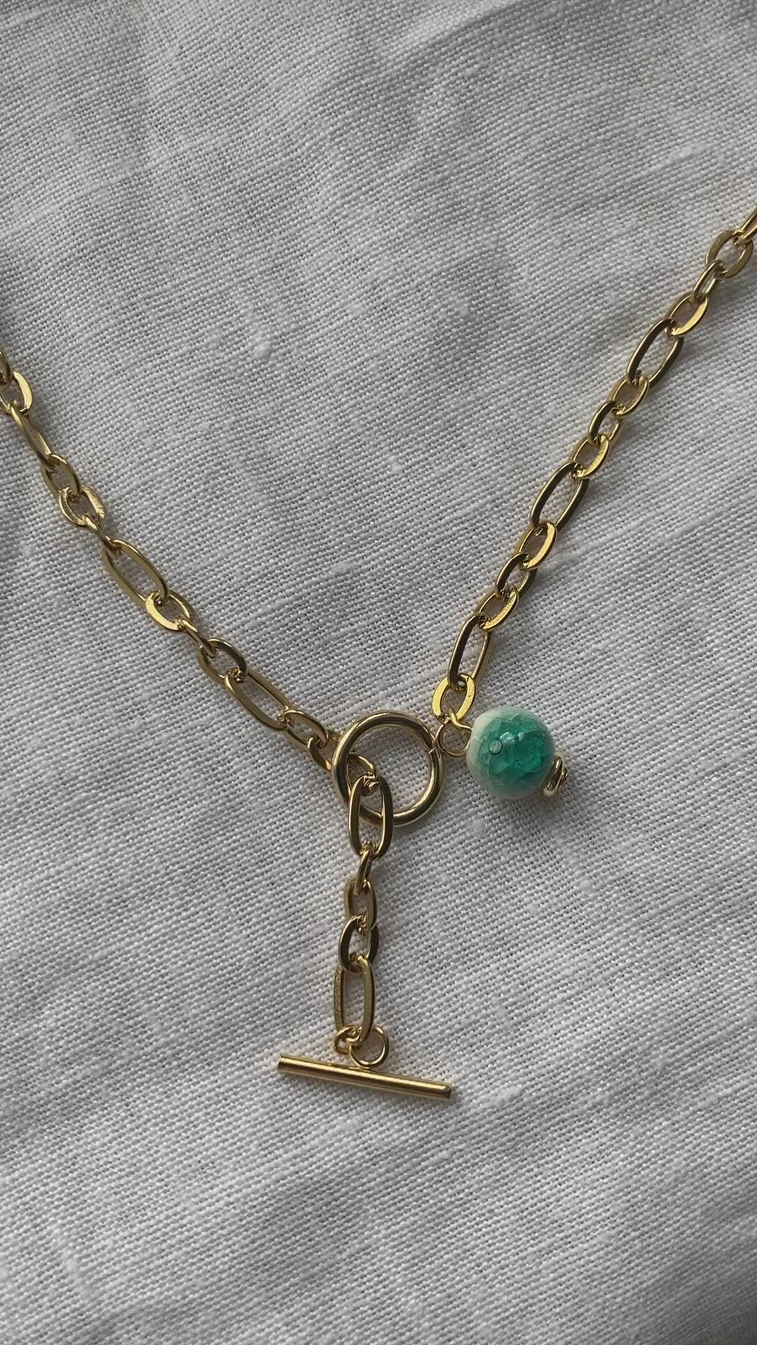 Gold Chain Ceramic Necklace
