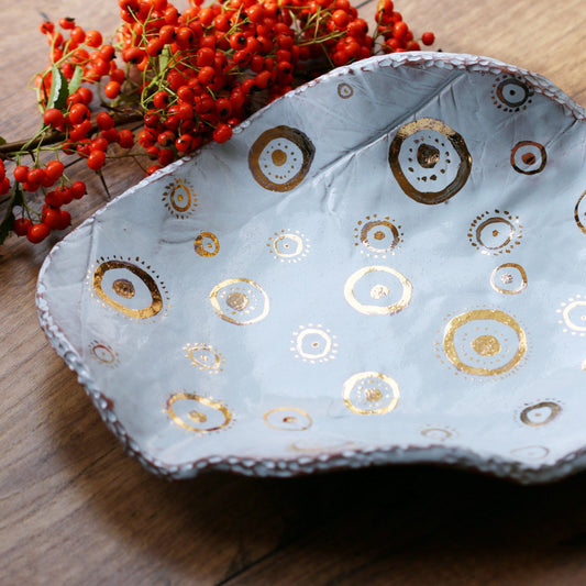 Ceramic Gold & White Dish
