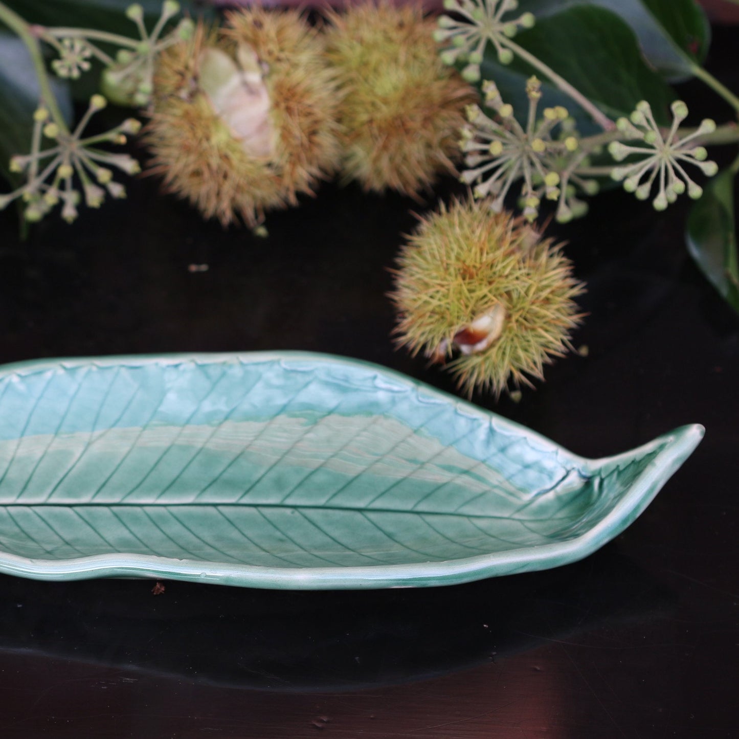 Green Leaf Dish Handmade Ceramic Leaf