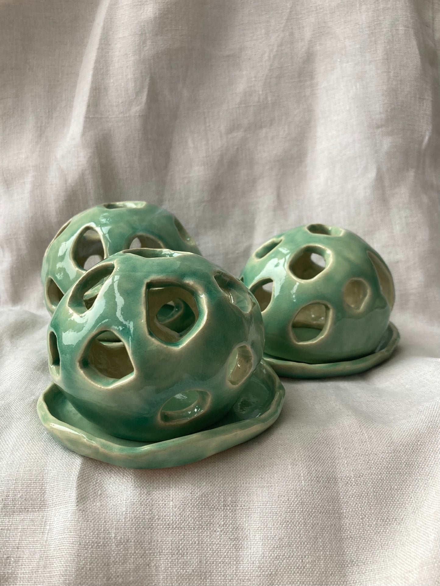 Circle Tea Light Holder Handmade Ceramic