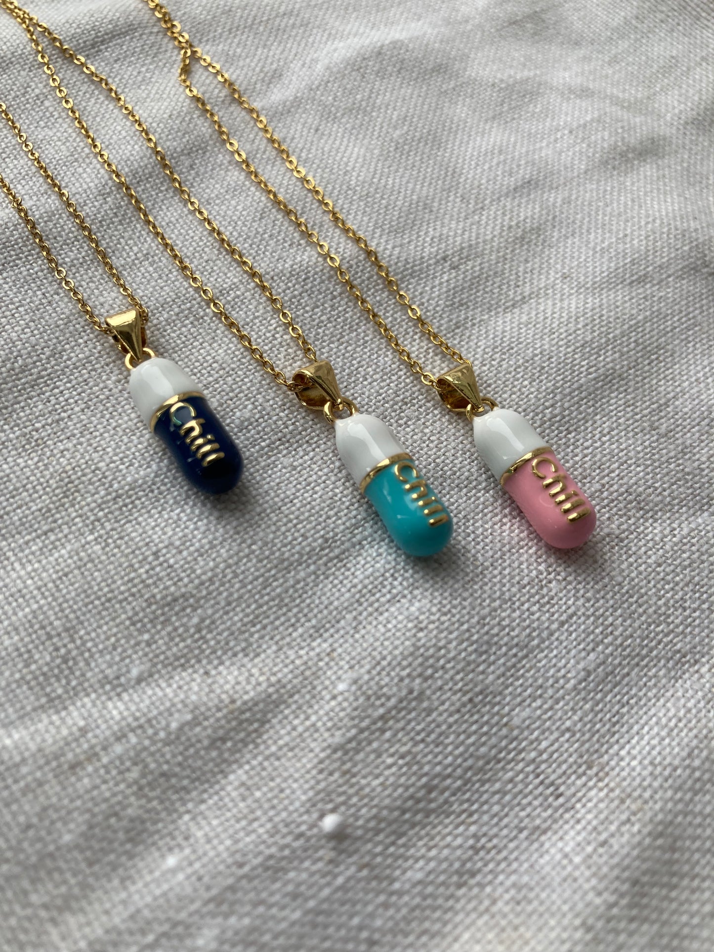 Chill Capsule Necklace - Blue-Dark Blue-Pink