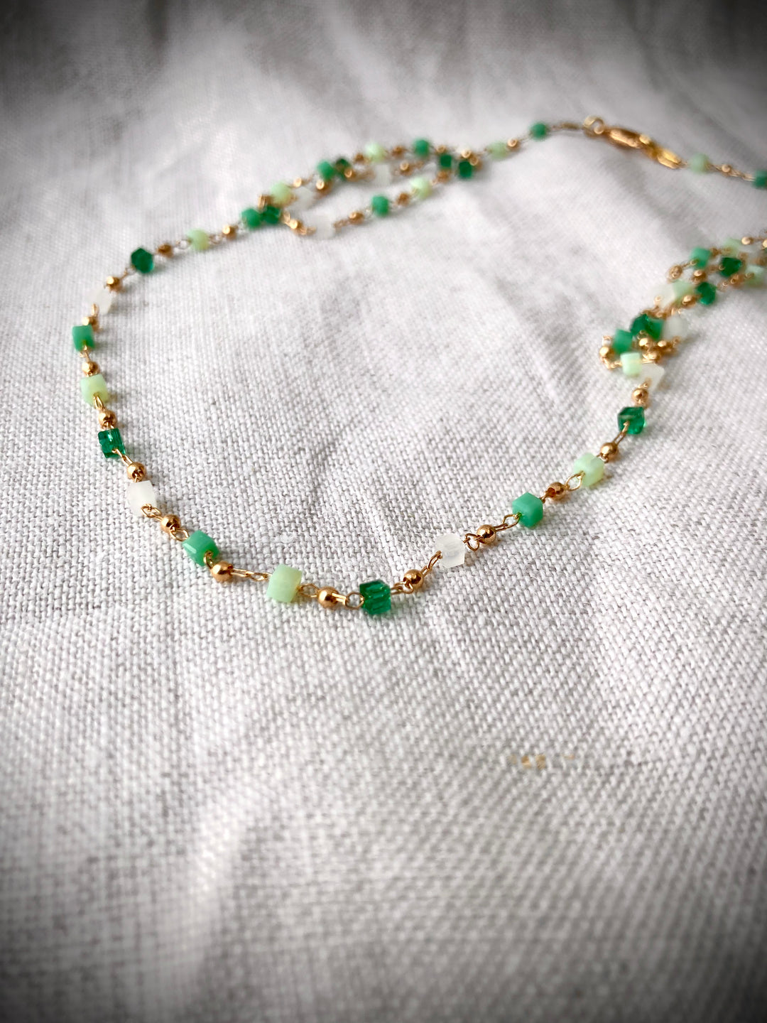 Green color beaded necklace 