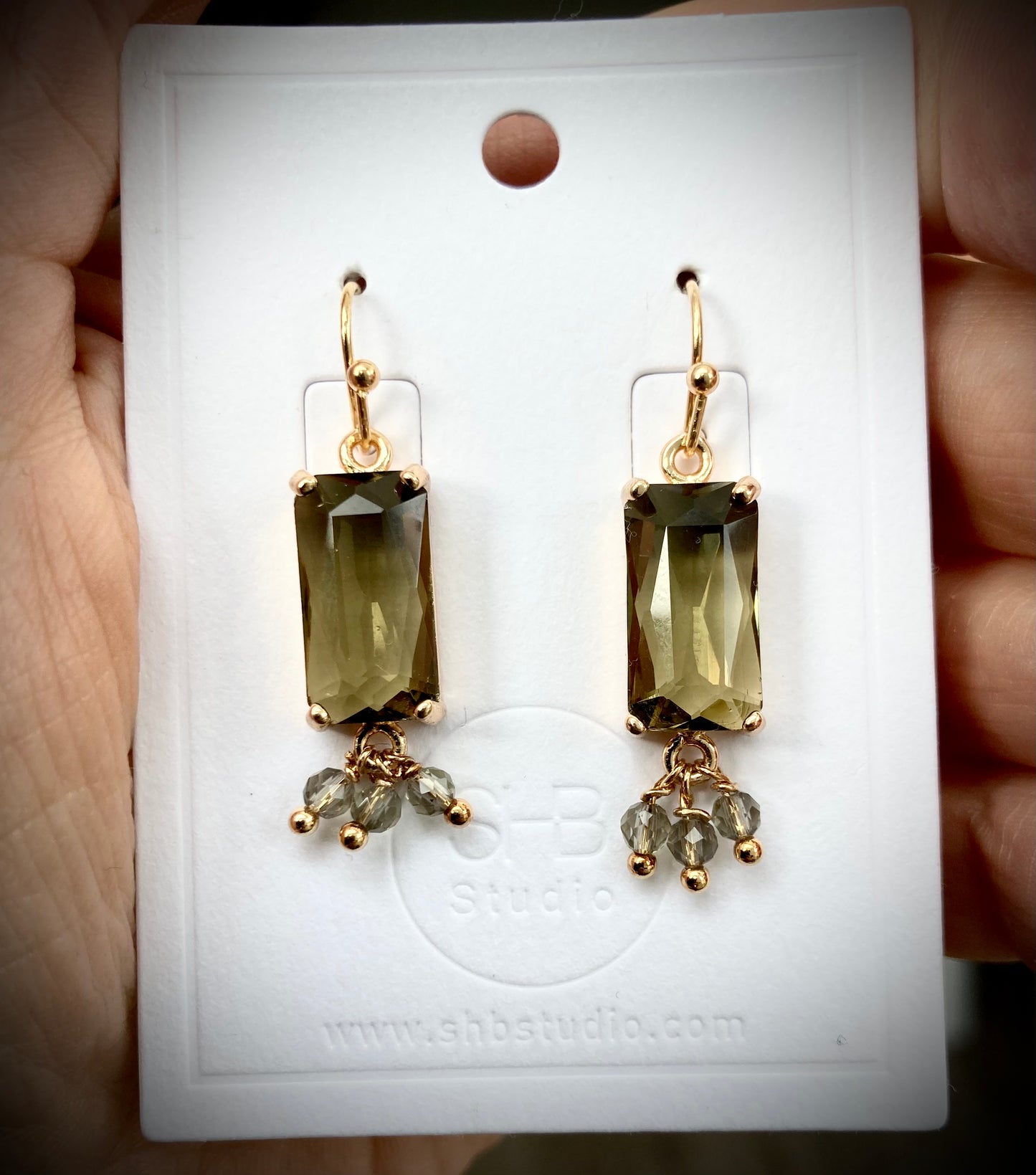 Olive Crystal Earrings