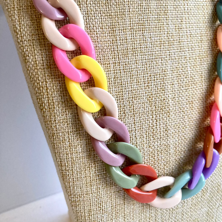 Pastel Colours Chunky Chain Necklace 3