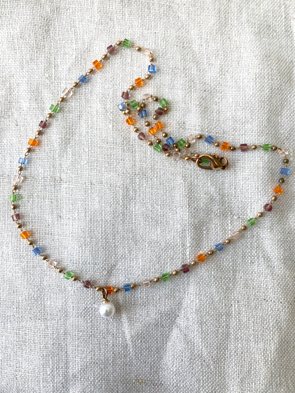 Multicolor crystal chain necklace