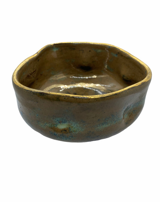 Rustic Deformed bowl and gold lustre
