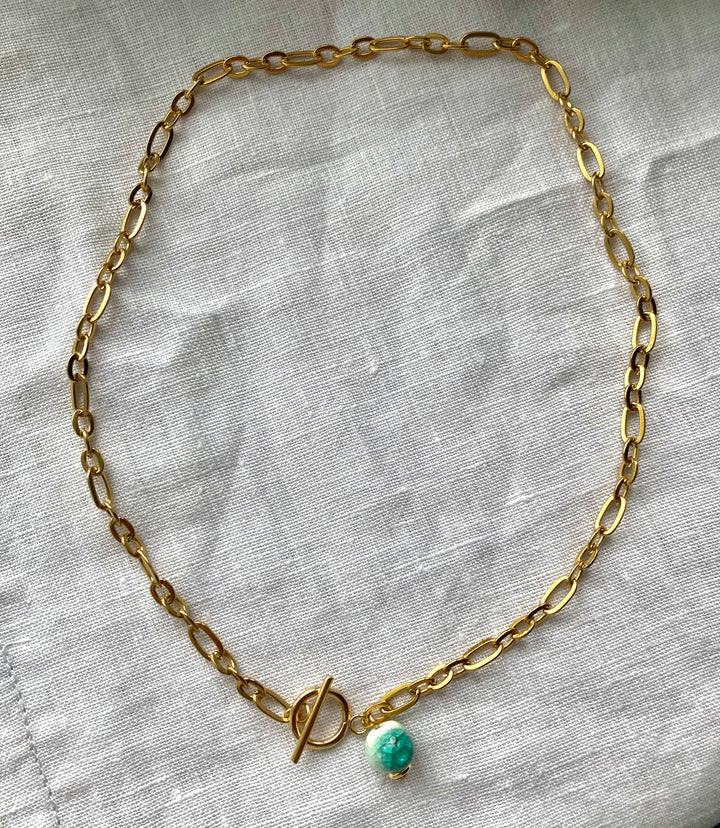 Gold Chain Ceramic Necklace