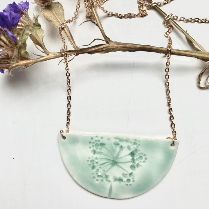 Duck Egg Blue Porcelain Necklace- Rose Gold Necklace Chain