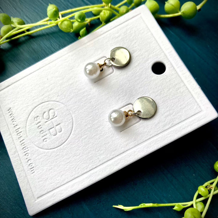 Minimal Silver Colour Circle &amp; Pearl Earrings