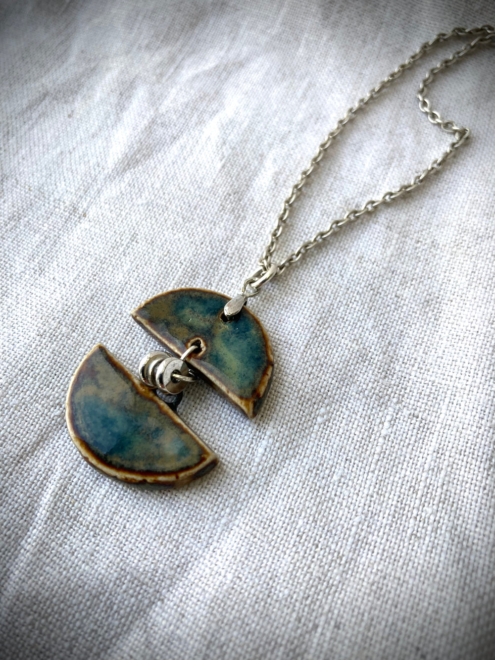Artisan split circle ceramic pendant
