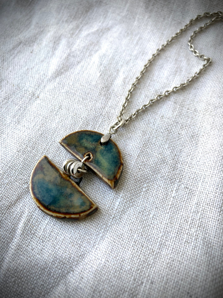 Artisan split circle ceramic pendant