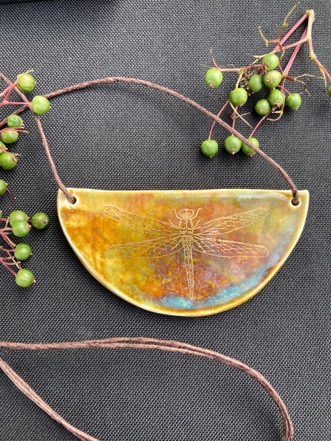 Dragonfly design ceramic pendant