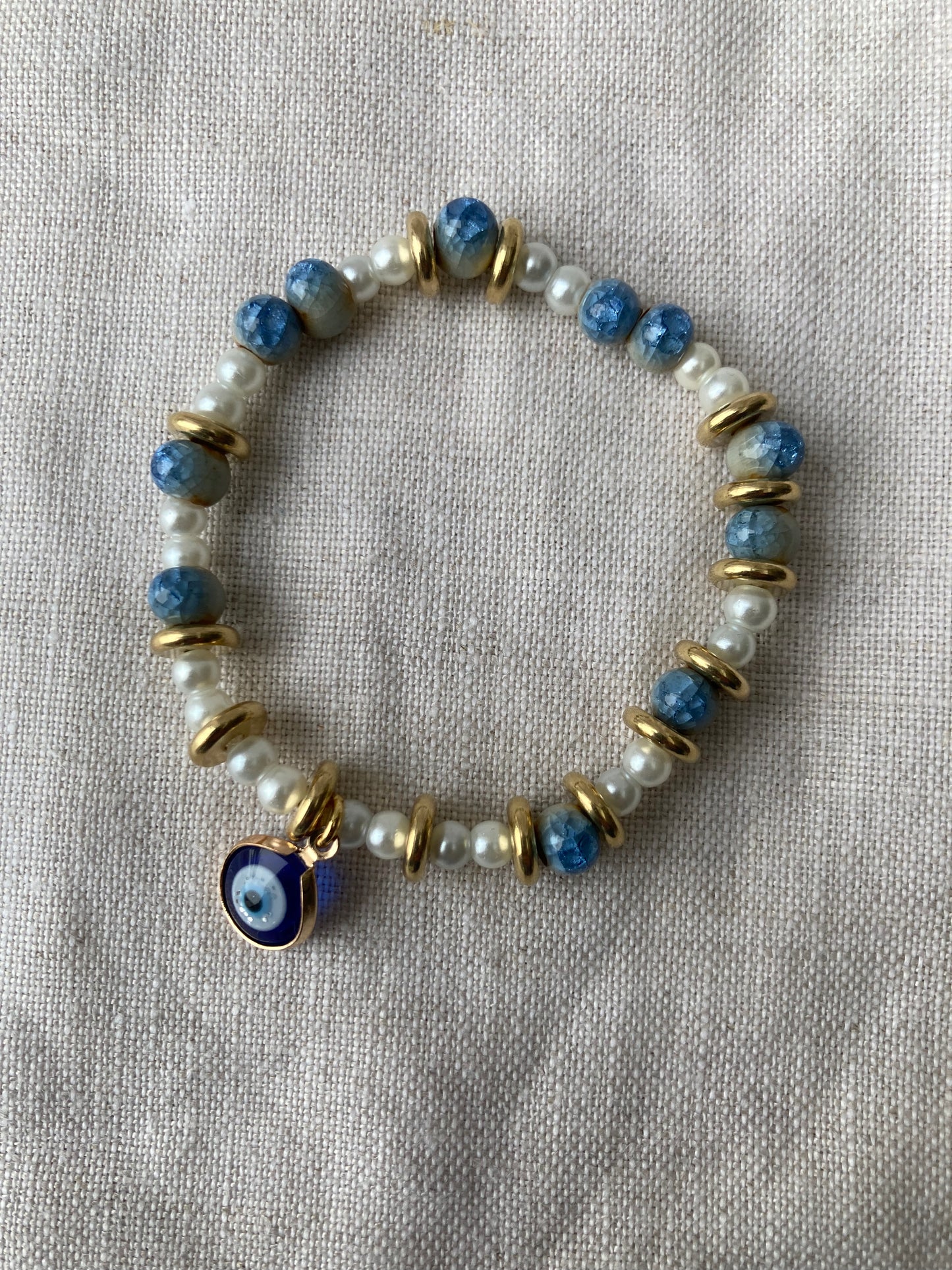 Pearl and Handmade Ceramic Bead Bracelet