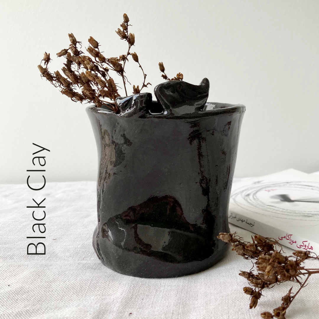 Black Bird Vase or Pot